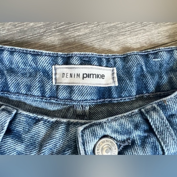 PIMKIE High Waisted Slouchy Cut Out Mom Jeans in Light Blue Size S - Picture 15 of 16